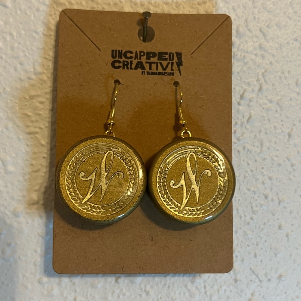Weller Bourbon Bottle Cap Dangle Earrings